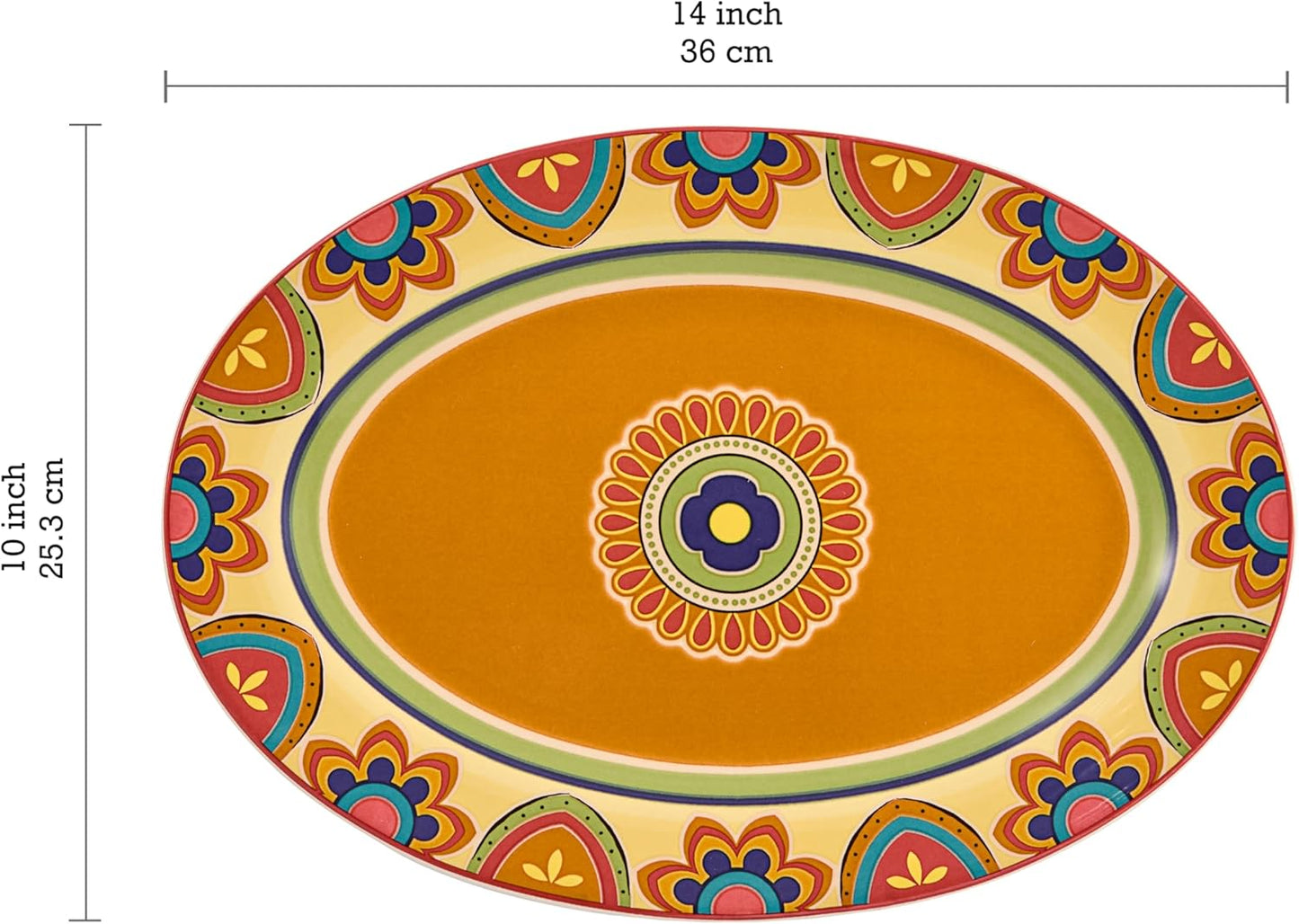 Bico Tunisian 16 plus 14 inch Oval Platters Set, Set of 2, Microwave and Dishwasher Safe, for