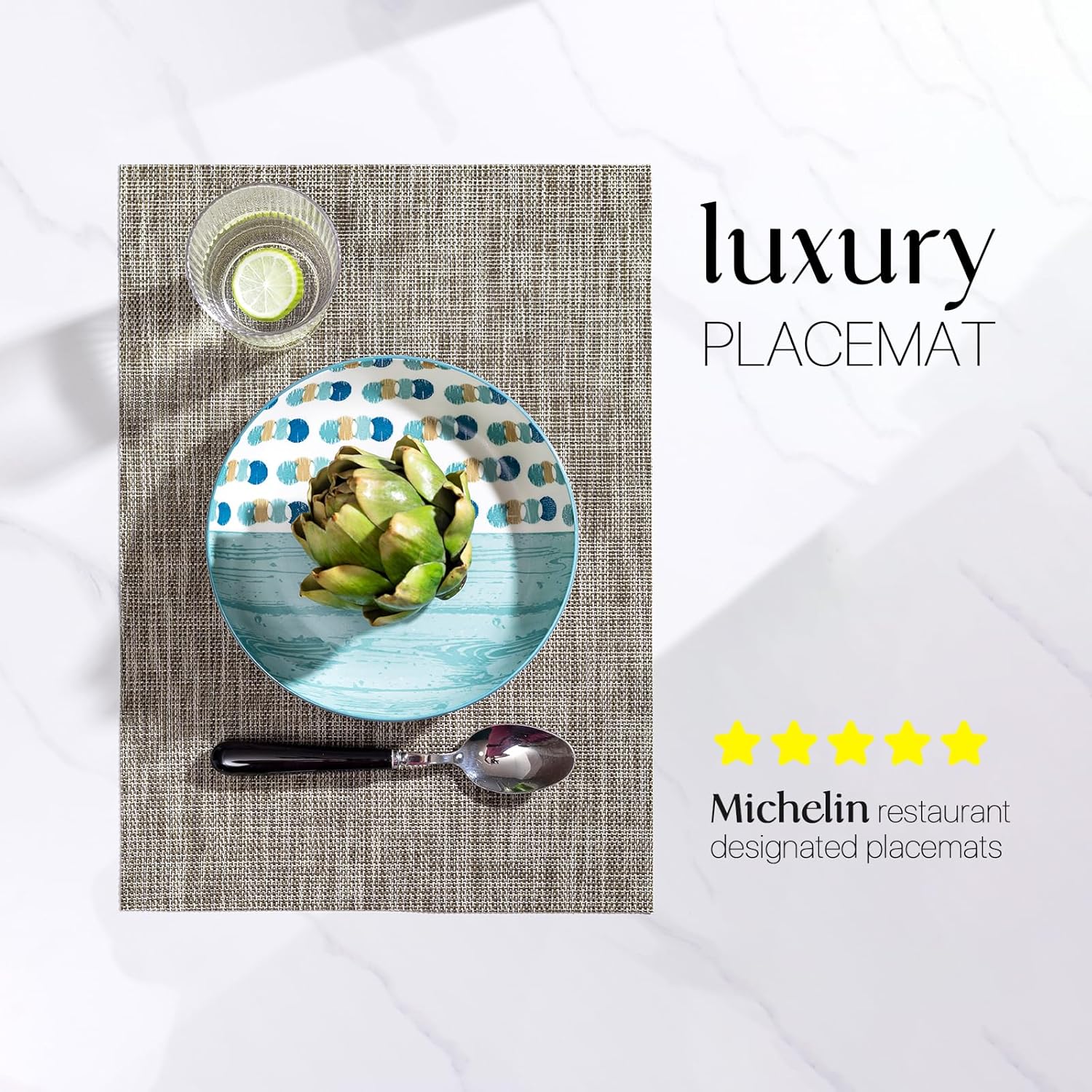 LEXMORE Placemats Set of 8 Vinyl/Plastic Woven Place Mats for Kitchen Table Indoor/Outdoor Washable