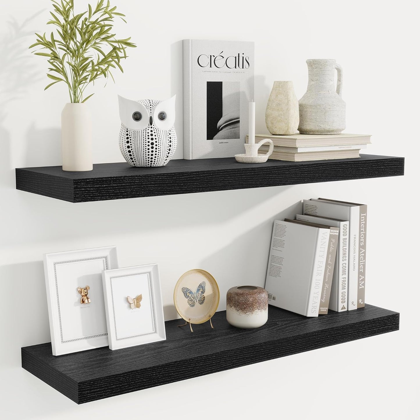 Fun Memories Floating Shelves for Wall, 32 Inch Rustic Wood Wall Mounted Shelves for Bathroom