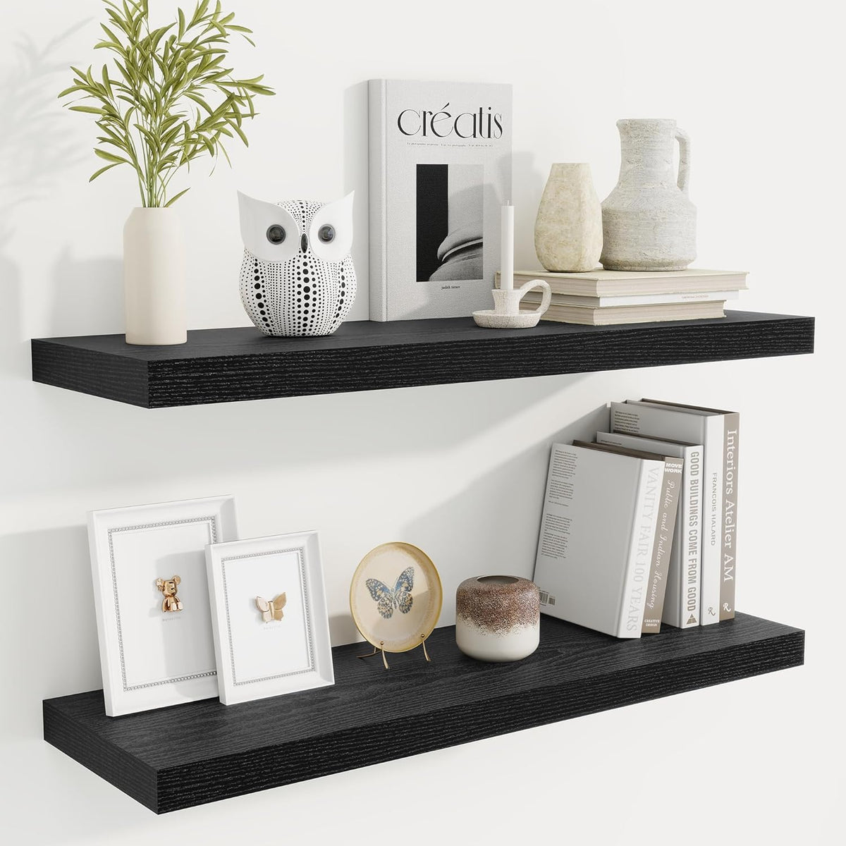 Fun Memories Floating Shelves for Wall, 32 Inch Rustic Wood Wall Mounted Shelves for Bathroom
