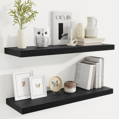Fun Memories Floating Shelves for Wall, 32 Inch Rustic Wood Wall Mounted Shelves for Bathroom