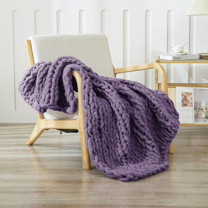 WESHIONGOO Chunky Knit Blanket Throw 40"×40" Knitted Throw Blankets for Couch Bed Fluffy Soft
