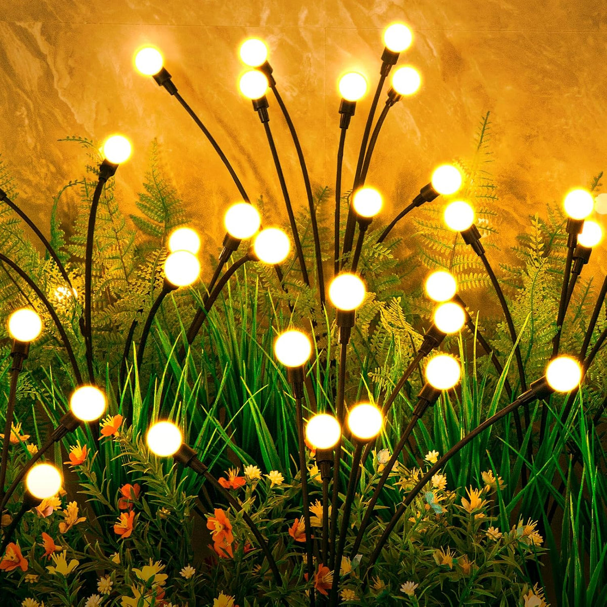 Solar Lights Outdoor(4-Pack, 32 LEDs), ASMAD Solar Garden Lights, Outdoor Decorations, Firefly