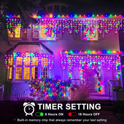 Icicle Lights for Outside, 33FT 400 LED Icicle Christmas Lights Outdoor Indoor with 8 Modes 75