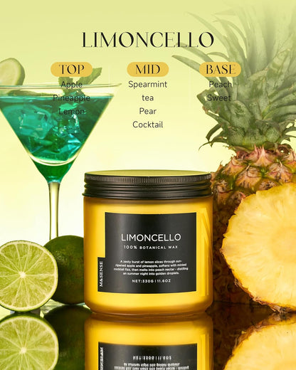 M&SENSE Limocello Scented Candle - 11.6oz Natural Soy Wax Non Toxic 70-Hour Slow Burning 2-Wick