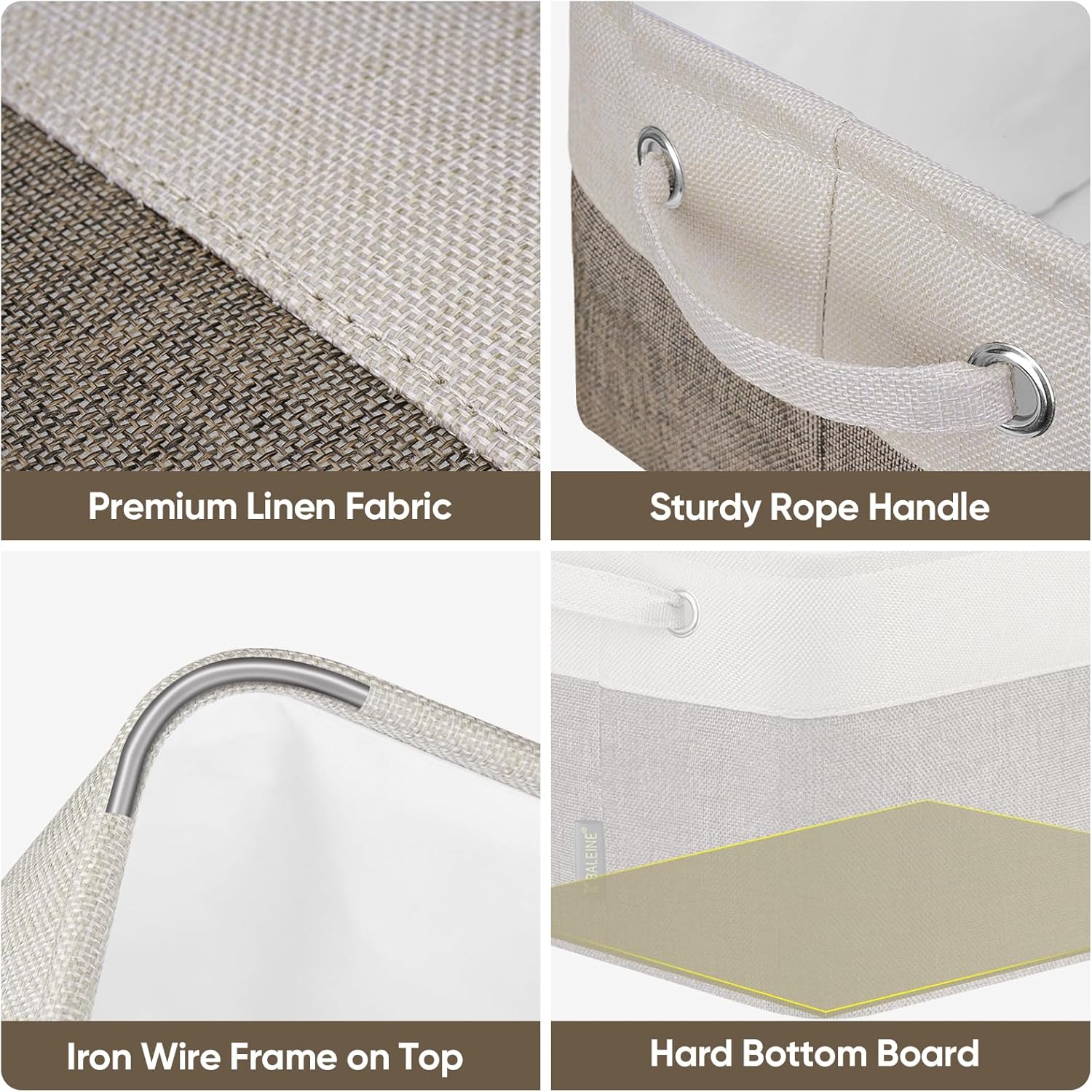 BALEINE 1 Pack Fabric Storage Bins for Shelves, Linen Storage Baskets for Organizing, Decorative