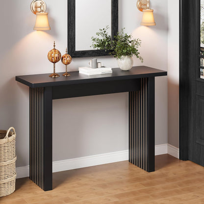 AVZEAR Mid Century Narrow Entryway Console Table, 43.3" Fluted Wood Couch Table Behind Sofa Long