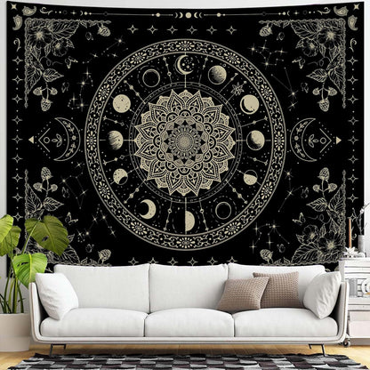 Lunerfex Mandala Moon Tapestry Boho Tapestry for Bedroom Black Tapestries Wall Hanging Living Room