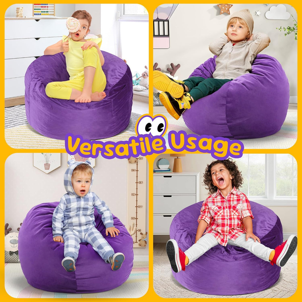 Hobestluk Bean Bag Chairs 2.5FT Bean Bag Chair with Memory Foam Filled & Machine Washable