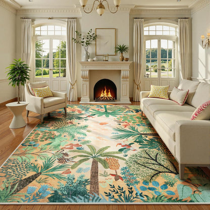 LIVEBOX Boho 8x10 Area Rugs for Living Room, Washable Soft Jungle Animal Print Rug for Bedroom