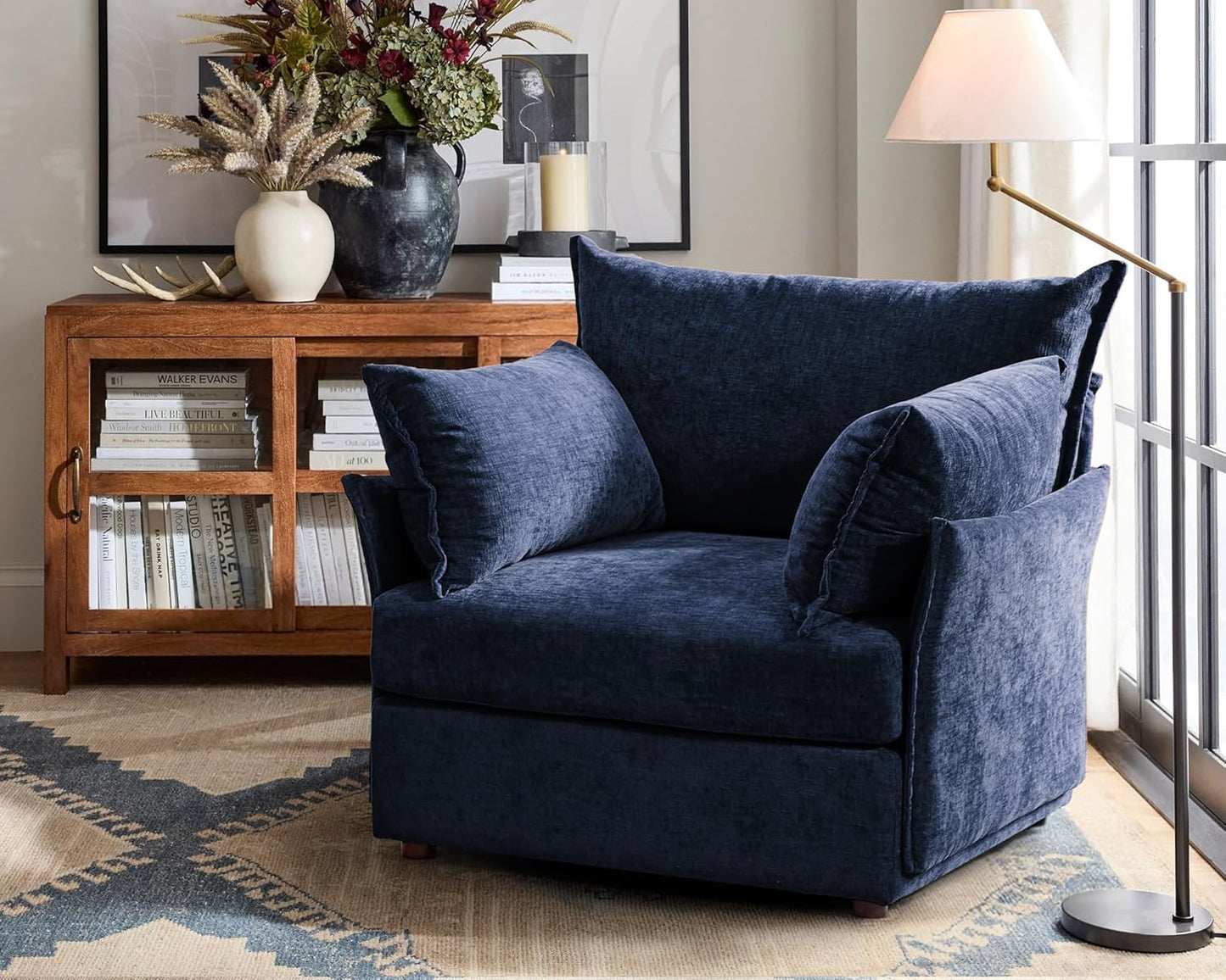 Oversized Accent Chair, Upholstered Modern Sofa Chair with Removable Backrest & Detachable Cover