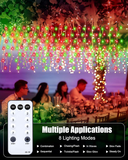 Brightown Icicle Lights Outdoor, 40 FT 432 LED Icicle Christmas Lights with 81 Drops,8 Modes