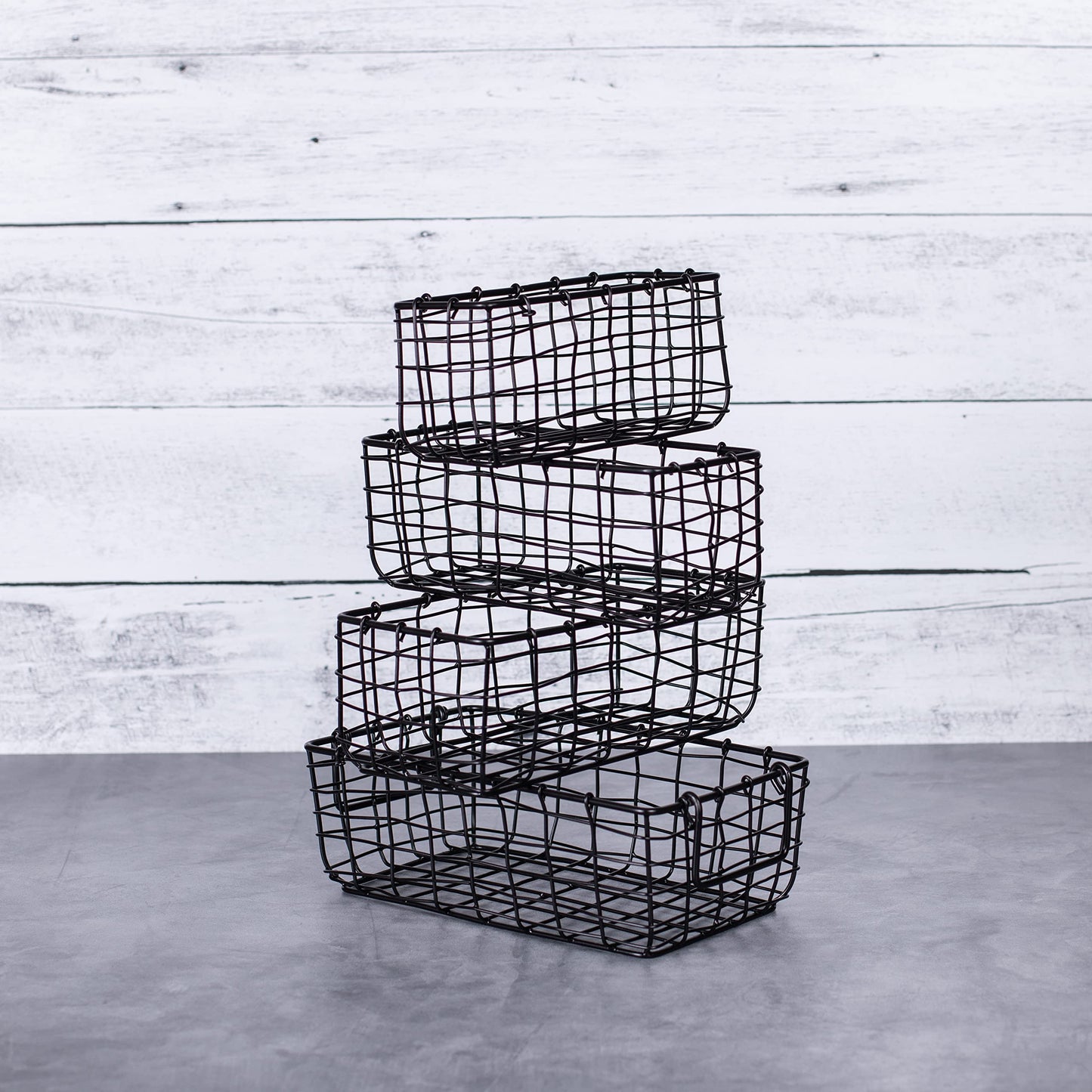 BIRDROCK HOME Wire Storage Basket Set - Iron Baskets for Organizing, Kitchen Pantry Shelves