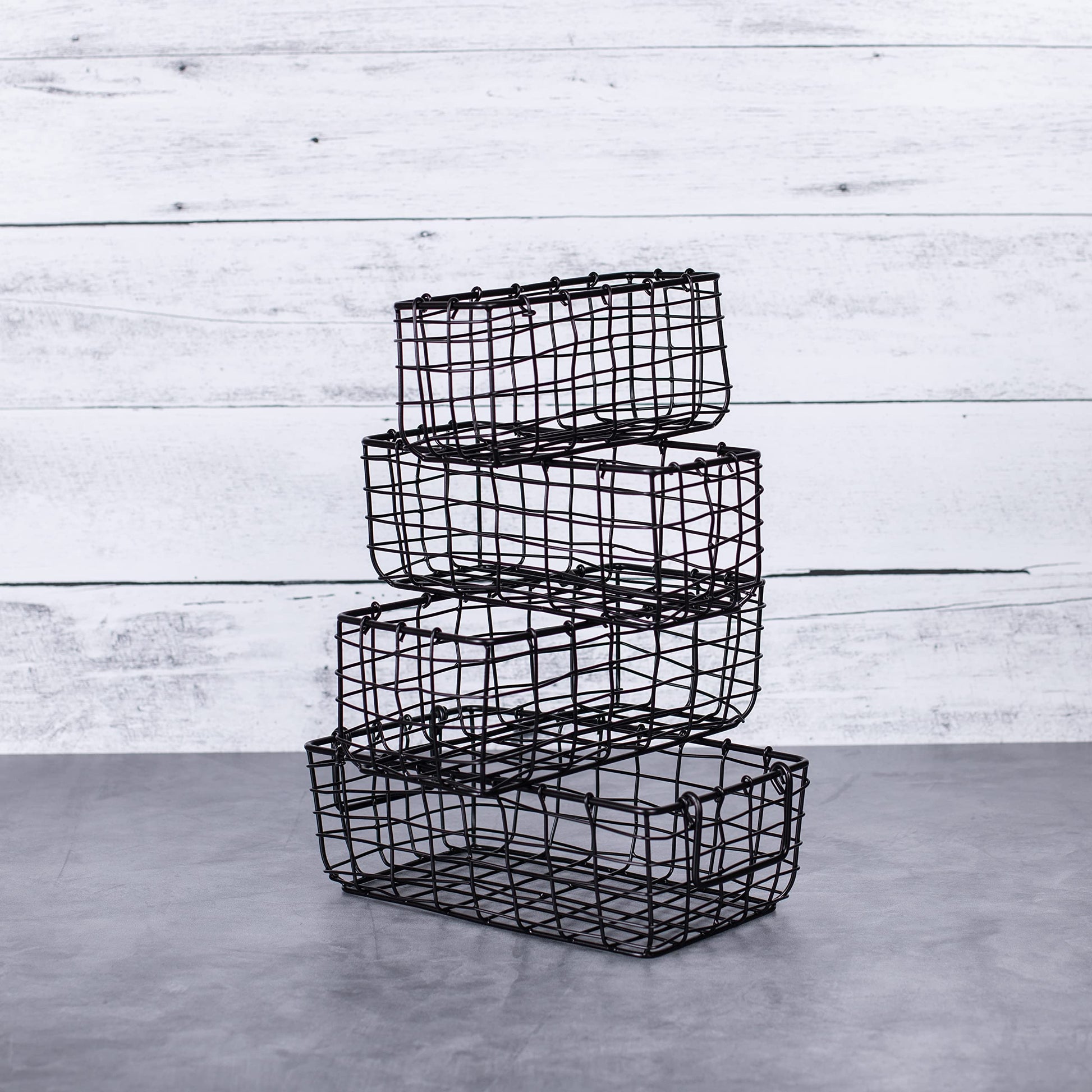 BIRDROCK HOME Wire Storage Basket Set - Iron Baskets for Organizing, Kitchen Pantry Shelves