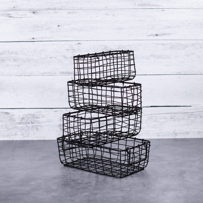 BIRDROCK HOME Wire Storage Basket Set - Iron Baskets for Organizing, Kitchen Pantry Shelves