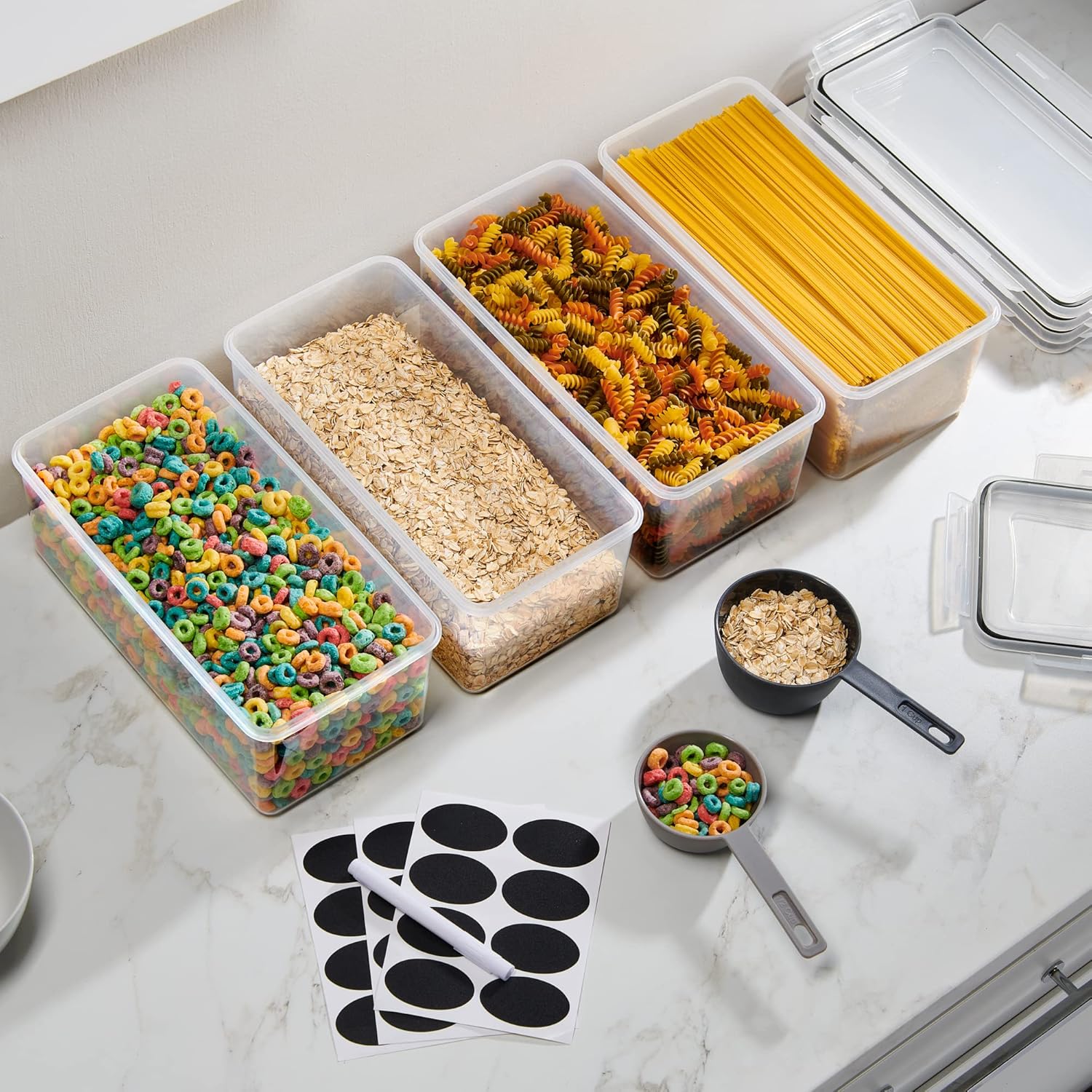 Large Airtight Food Storage Containers with Lids Set of 4 3.2L - 102 fl. oz Pasta storage