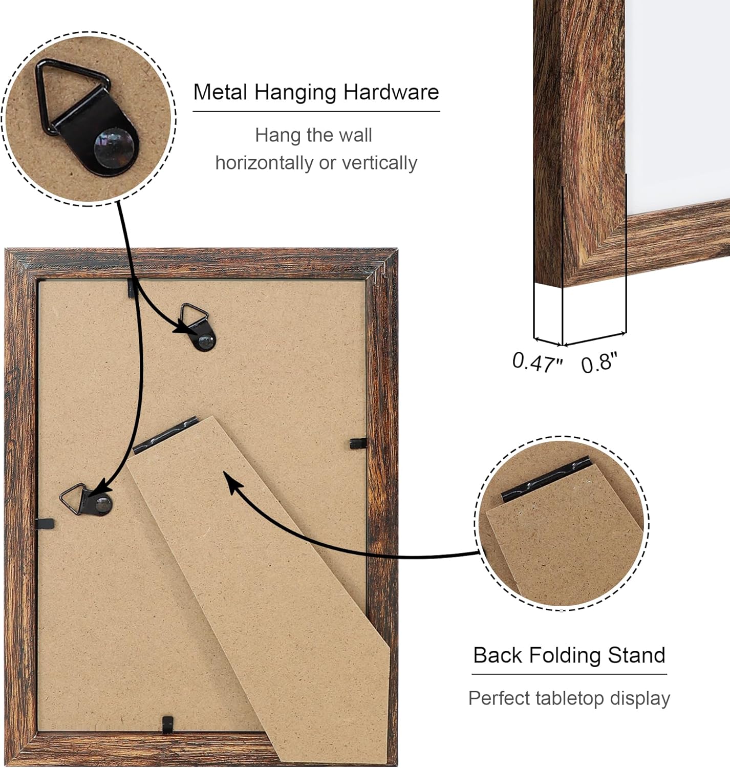 5x7 Picture Frame Set of 4, 5 x 7 Wood Photo Frames with Mat for 4x6, Natural Wooden Frame with