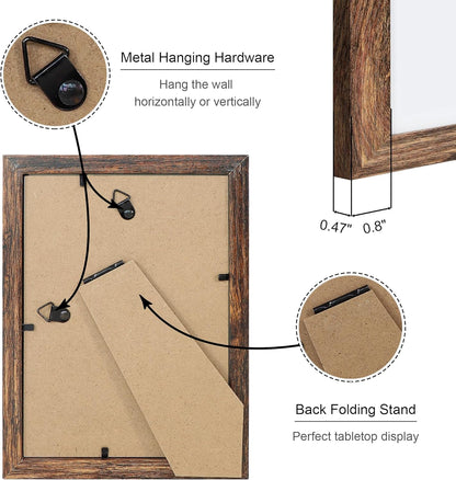 5x7 Picture Frame Set of 4, 5 x 7 Wood Photo Frames with Mat for 4x6, Natural Wooden Frame with