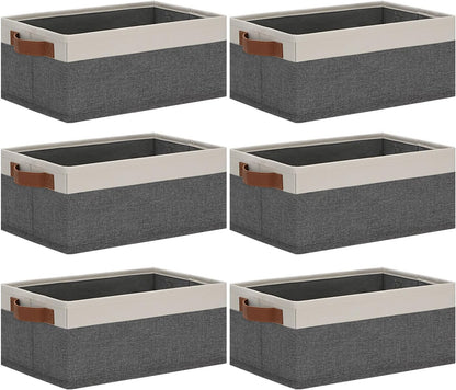 GhvyenntteS Small Fabric Storage Bins with Handles 6 Pack, 11.8" x 7.87" x 5.11" Storage Baskets