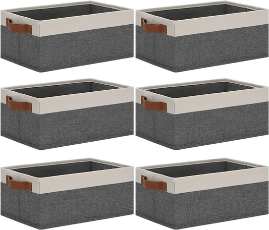 GhvyenntteS Small Fabric Storage Bins with Handles 6 Pack, 11.8" x 7.87" x 5.11" Storage Baskets