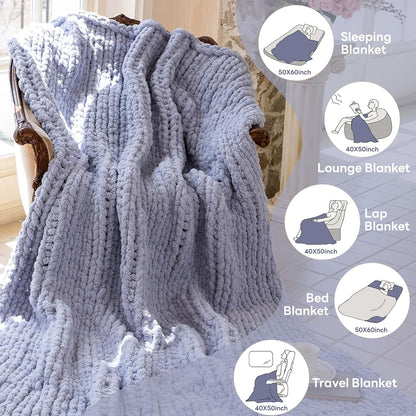 Chunky Knit Blanket - Luxury Soft Cozy 60 * 80 Throw Blanket,100% Woven Blanket Rope Knot Throw