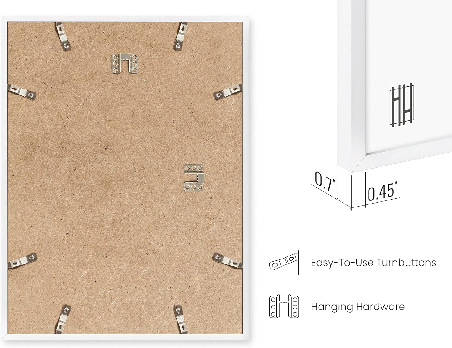 HAUS AND HUES White 8x10 Picture Frame - Modern Aluminum Wall Art Display - Minimalist, Lightweight