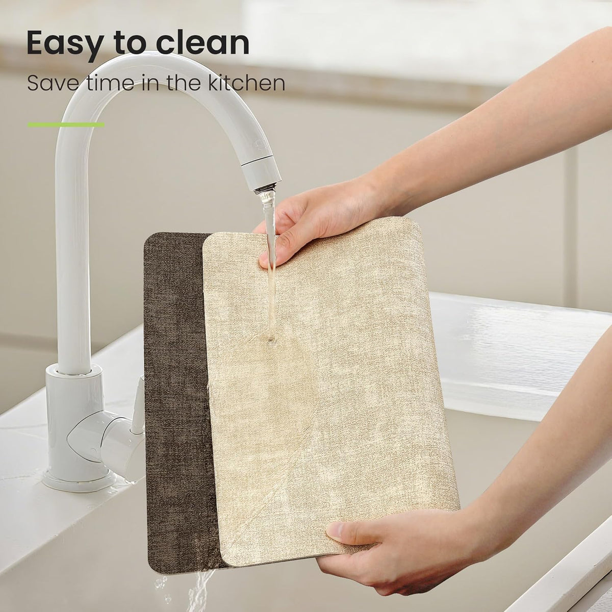 Faux Leather Dual Sided Placemats Set of 6, Square Non-Slip Heat Resistant Placemats with Coaster