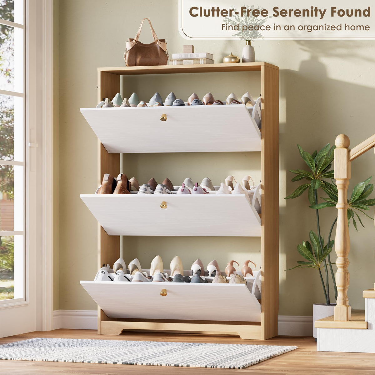 Nicetree Shoe Storage Cabinet for Entryway, Modern Shoe Cabinet, Freestanding Shoe Rack Cabinet