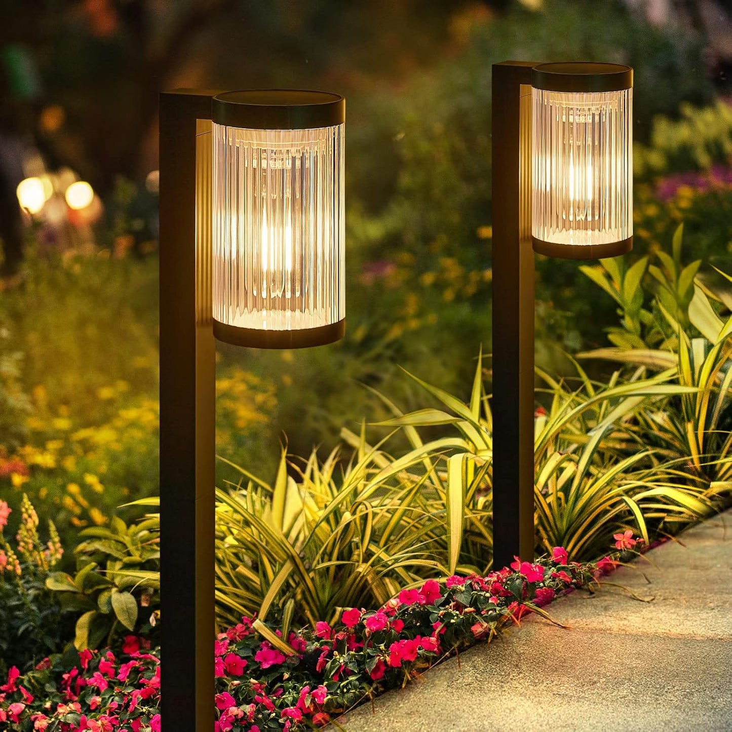 Solar Pathway Lights Outdoor, 2 Pack Upgraded Solar Outdoor Lights Super Bright Up to 12Hrs, IP65