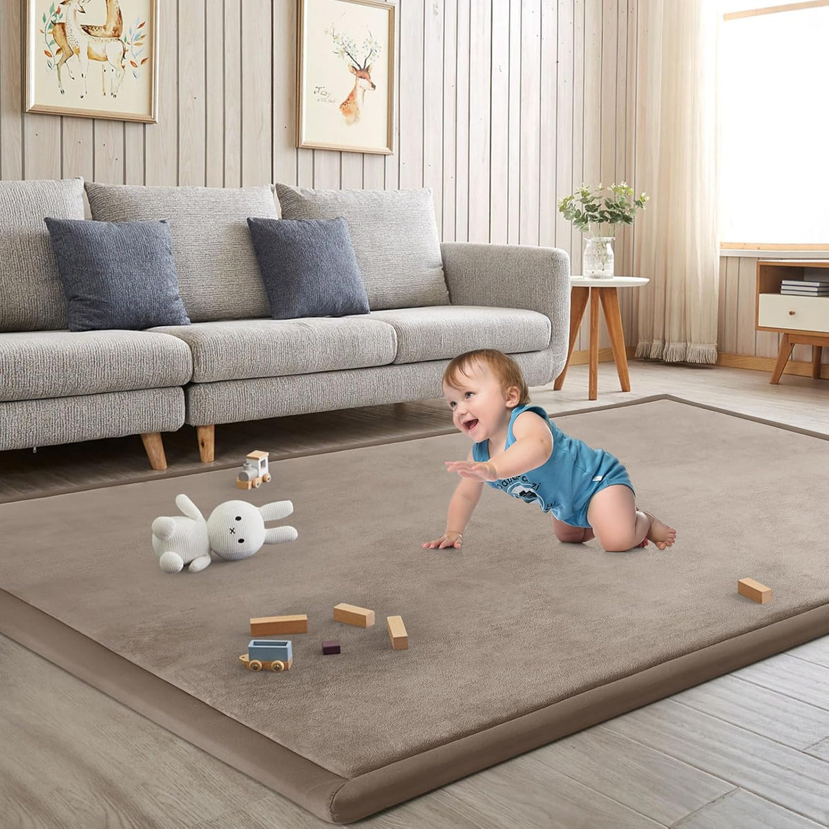 Baby Play Mat for Floor Tummy Time Mat Nursery Rug Muscle Area Rug PlayroomTatami 79"x138" Memory