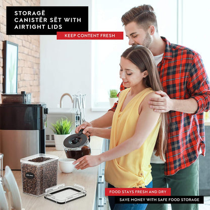 DWËLLZA KITCHEN Airtight Food Storage Container Set - 8 Pieces 1.4L - Plastic BPA Free Kitchen