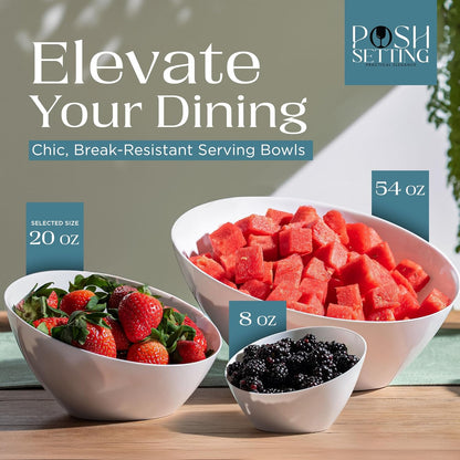 Posh Setting - White Plastic Serving Bowls for Party Angled Bowls Disposable Chip Bowls Candy Bowls