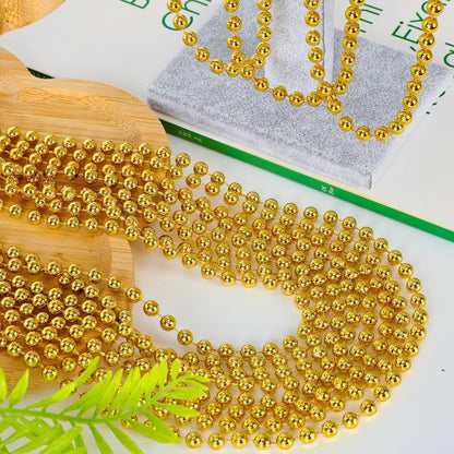 50PCS Mardi Gras Beads, Gold Bead Necklace Stuff, 33" Mardi Gras Christmas Beads Necklace Costume