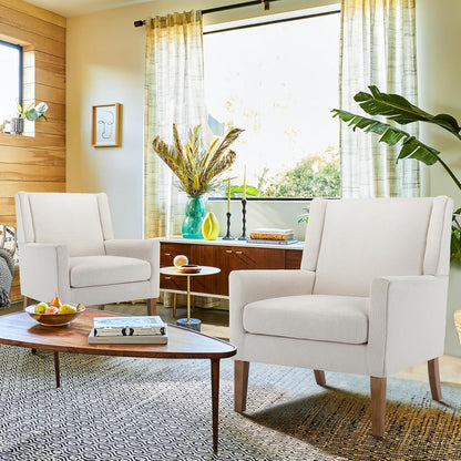 COLAMY Modern Wingback Living Room Chair, Upholstered Fabric Accent Armchair, Single Sofa Chair