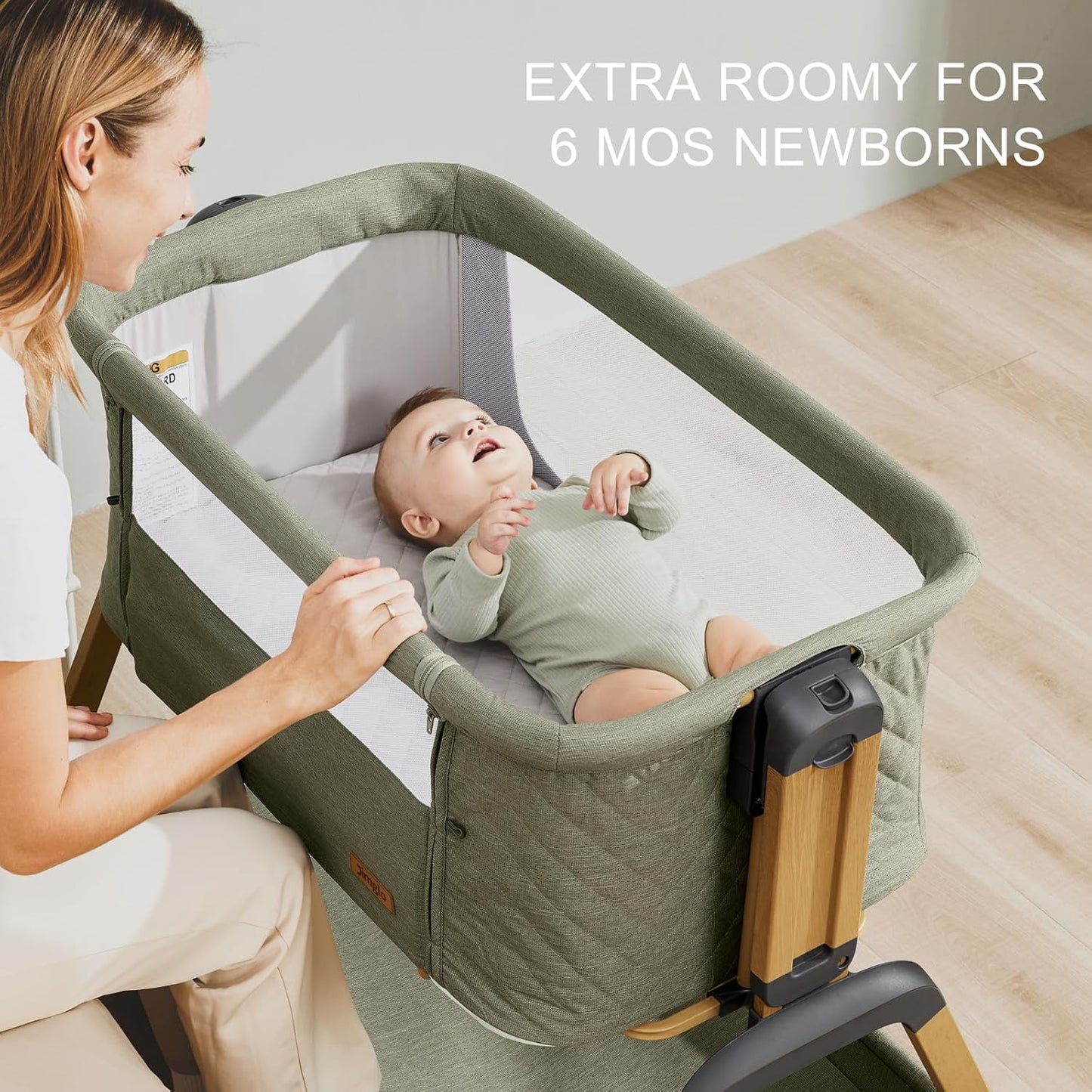 3 in 1 Baby Bassinet, Rocking Bassinets with Comfy Mattress and Wheels, Adjustable Height Bassinet