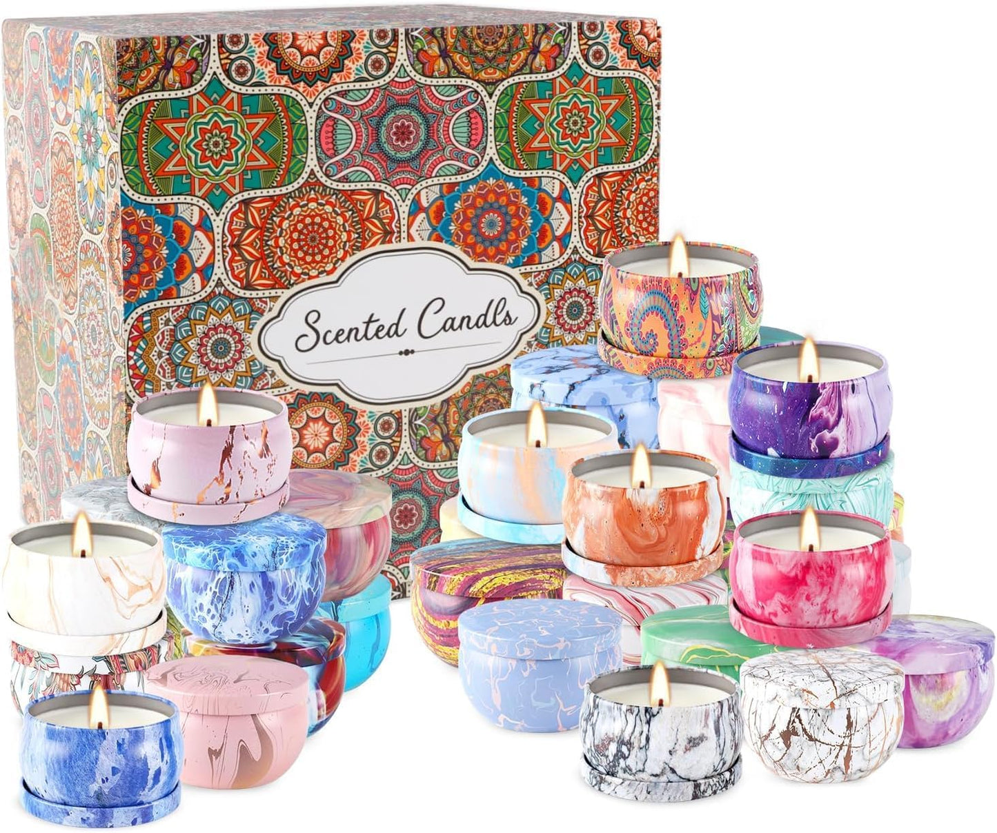 36 Pack Scented Candles Set for Home, Relaxing Stress Relief, Aromatherapy - Natural Soy Wax and
