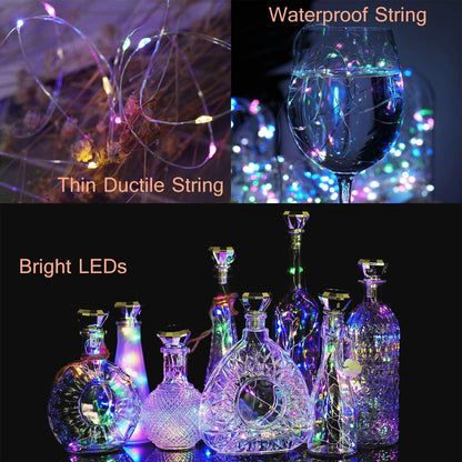 Upgraded 12 Pack Diamond Solar Wine Bottle Lights, 20 LEDs Waterproof Copper Light, Bottle Light