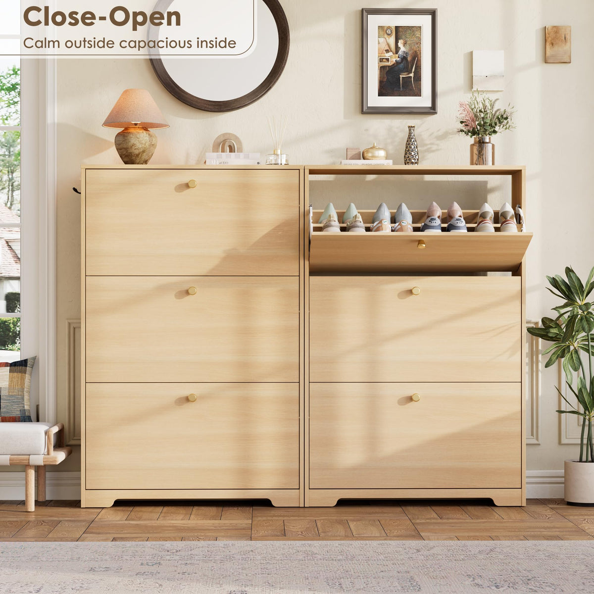 Nicetree Shoe Storage Cabinet, Slim Shoe Cabinet, Hidden Shoe Rack Cabinet, Shoe Storage Cabinet