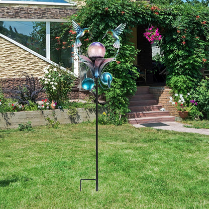 VCUTEKA Solar Lights Outdoor Metal Garden Stake Waterproof Crackle Glass Globe Garden Decor