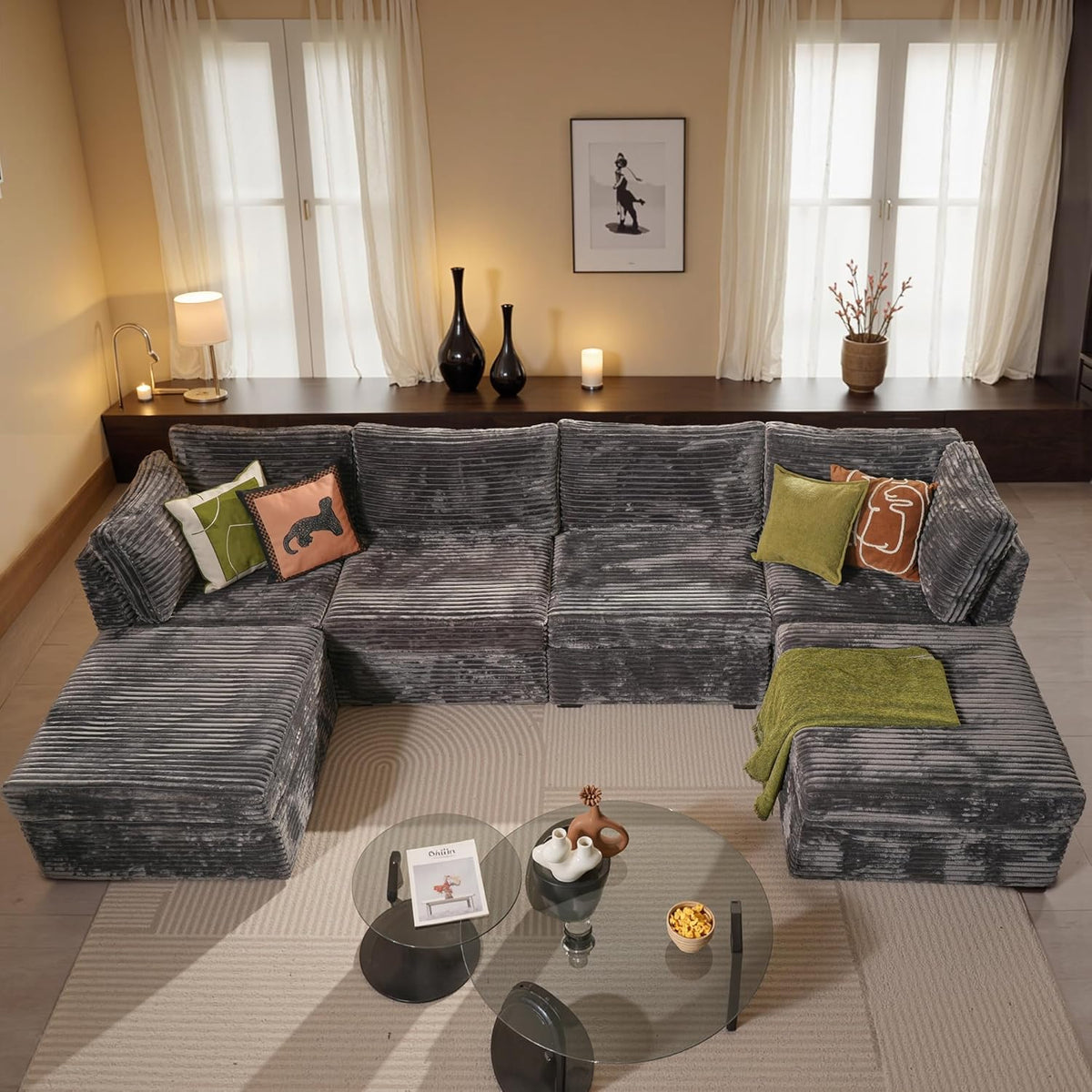 HOOOWOOO Modular Sectional Sofa,6 Pieces Sectional Couches for Living Room,131X66 L Shaped Cloud