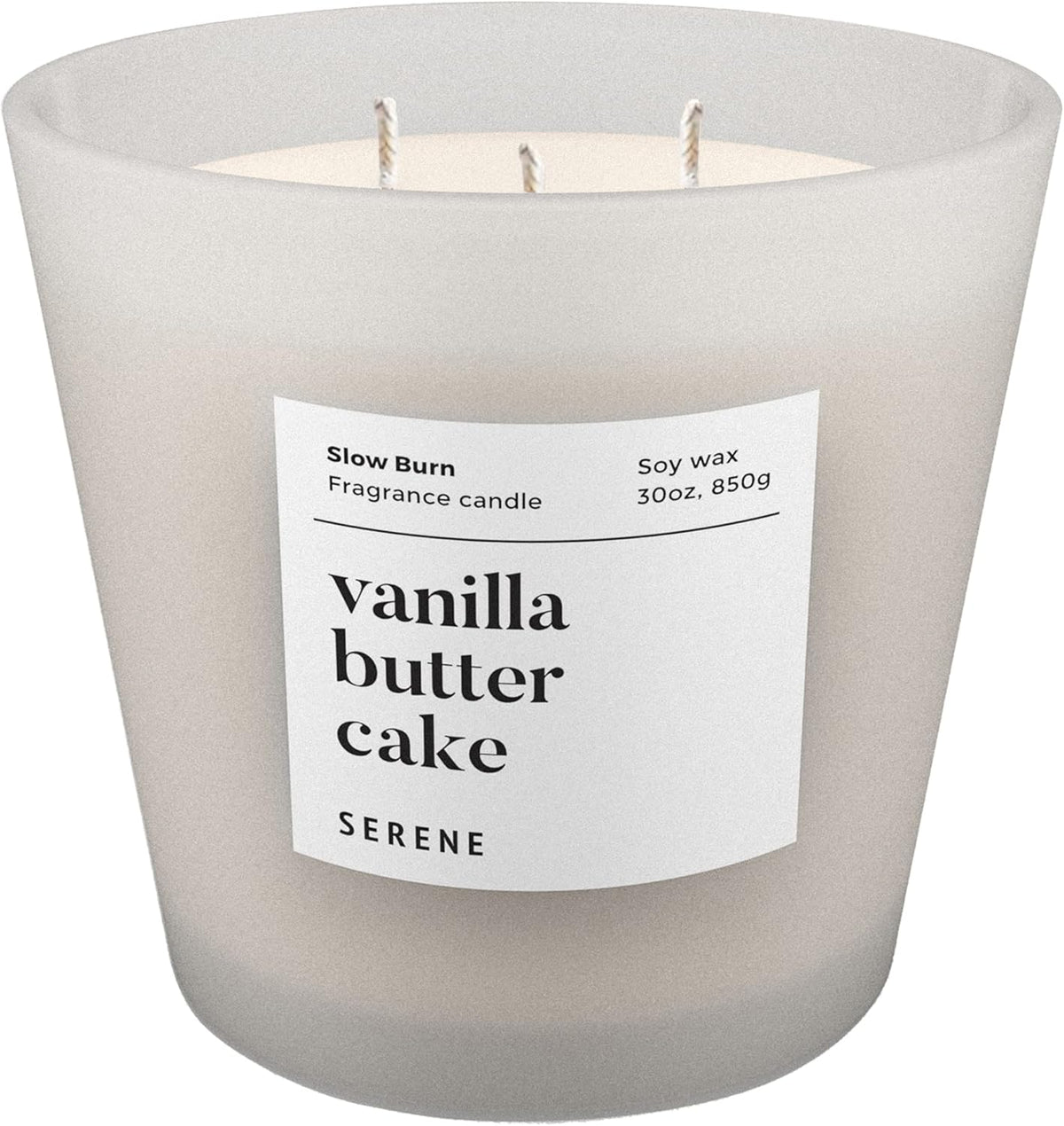 Hidden Label Large Scented Candle, Vanilla Butter Cake, 30oz 3 Wick Huge Candle, Serene Collection