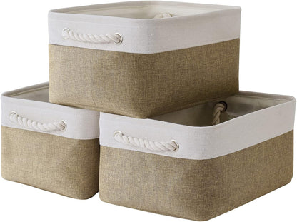 TheWarmHome Storage Basket for Organizing - 14x10x7 inch Medium 3 Pack Collapsible Storage Bin for