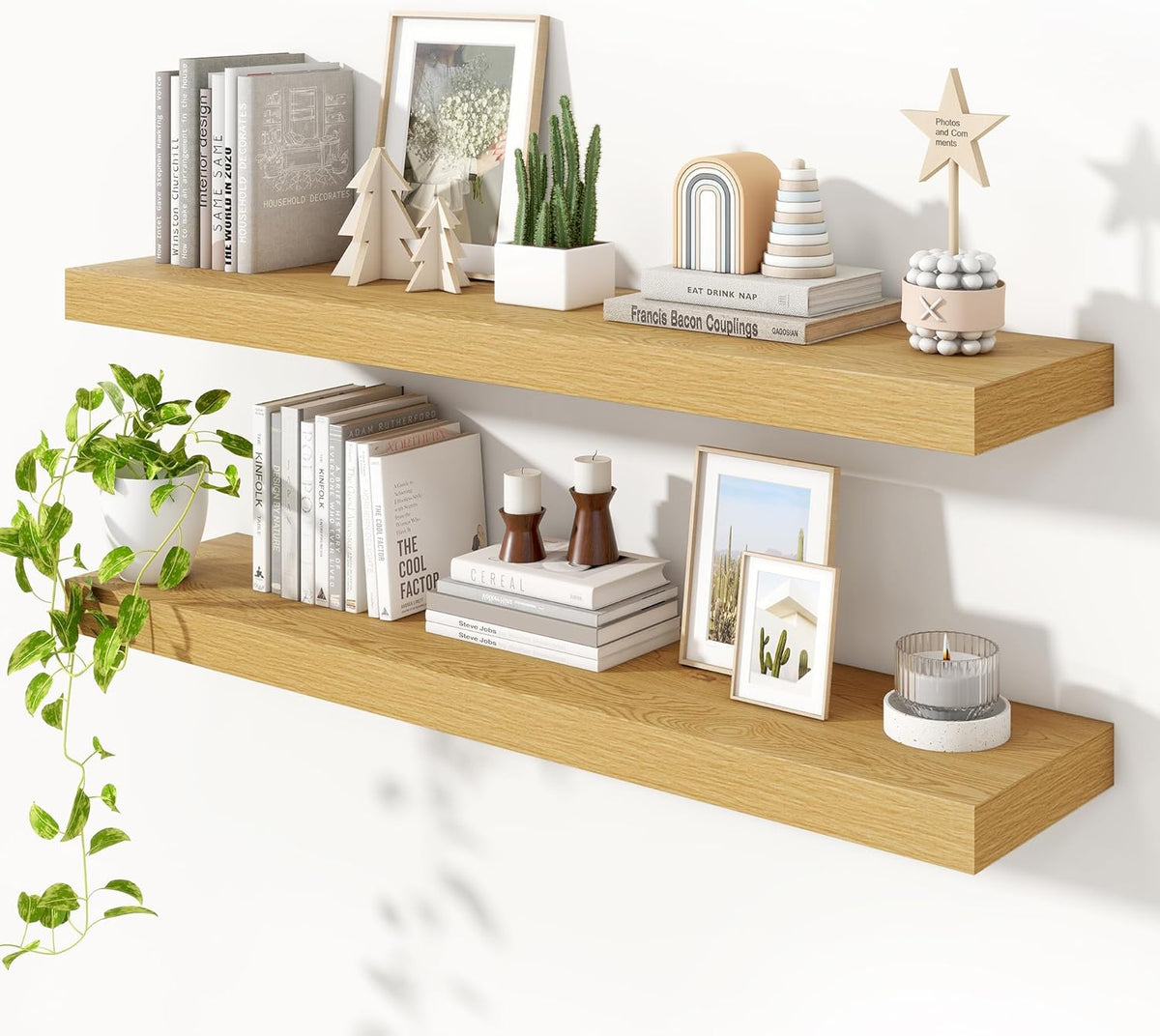Heimlove 48" Floating Shelves for Wall,10 Deep Rustic Wood Storage Wall Shelves with Heavy Duty