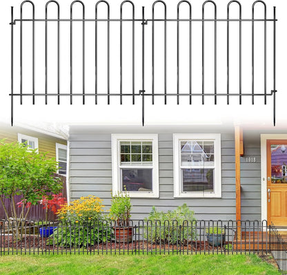 26 Panels Decorative Garden Fence, 37ft X 20in Rustproof Metal Animal Barrier Fence, No Dig Fence