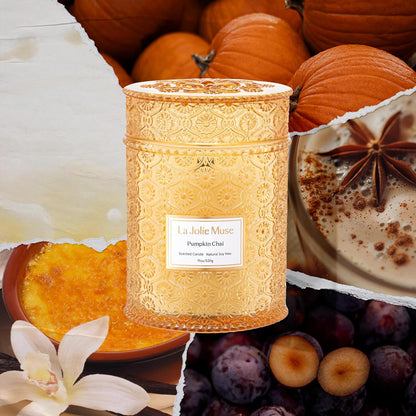 LA JOLIE MUSE Pumpkin Candle, Fall Candles for Home Scented, 19 oz Large Wood Wicked Candles
