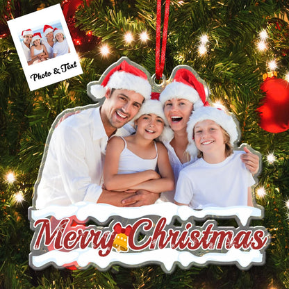 Amlion Personalized Your Photo Ornament,Custom Photo Ornament with Text Customized Acrylic Family