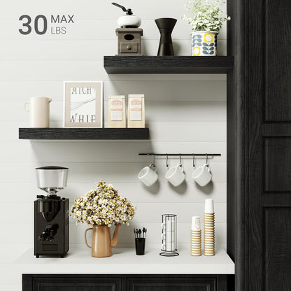 Black Floating Shelves for Wall, 16 inchs x 6.7” deep x 1.4” Wall Shelf for Bathroom Bedroom