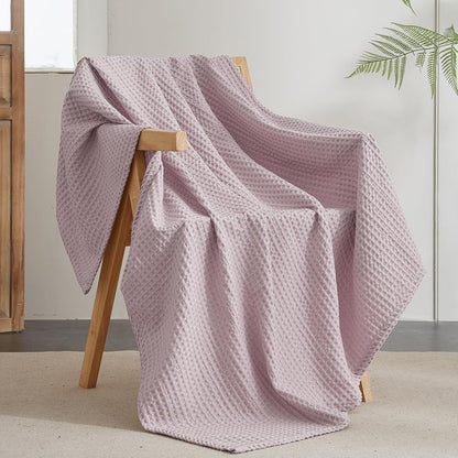 PHF Ultra Soft Waffle Weave Throw Blanket 50"x 60"- Washed Lightweight Breathable Cozy Woven