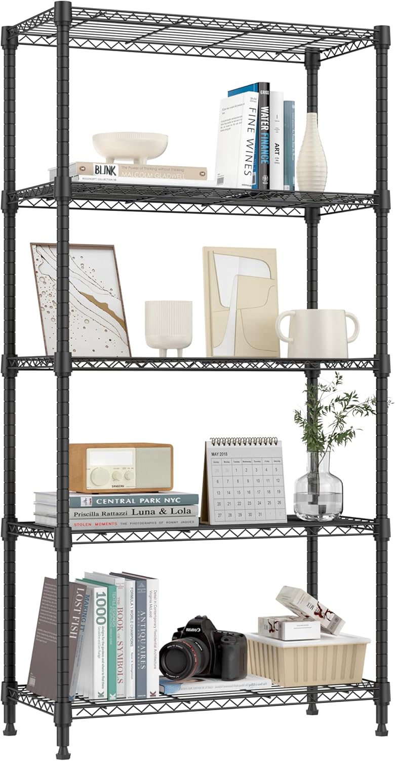 1250 lbs 5 Tier Shelf Metal Storage Shelves Shelving Wire Rack Heavy Duty Closet Organizers for