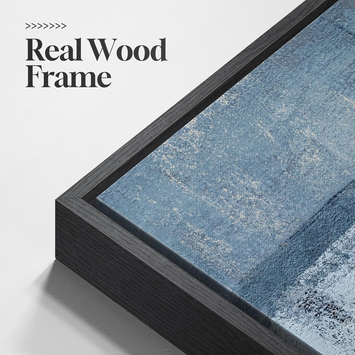 Large Framed Navy Blue and Grey Abstract Wall Art for Living Room, 3 Piece Modern Canvas Prints